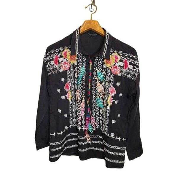 Floryday Black Embroidered Multi Colored‎ Tunic Size Small - Picture 1 of 11